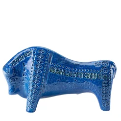 Scultura Toro Blu in Ceramica di Aldo Londi