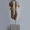 Scultura Torso Maschile Panneggiato in Marmo Bianco di Carrara