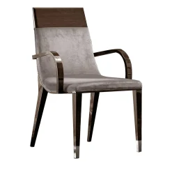 Sedia Absolute in tessuto grigio e marrone con braccioli
