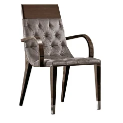 Sedia Absolute in tessuto grigio e marrone con braccioli