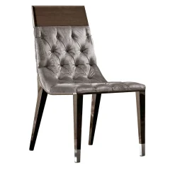 Sedia Absolute in tessuto grigio e marrone con rivestimento in tufting