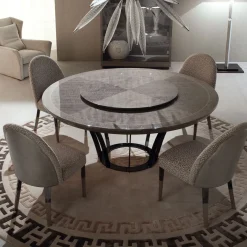 Sedia Alchemy in pelle grigia a motivi