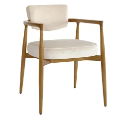 Sedia Angelica in tessuto avorio e legno di faggio