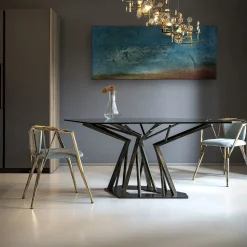 Sedia Atlantis in Metallo Lucidato Oro Antico