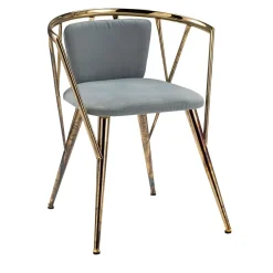 Sedia Atlantis in Metallo Lucidato Oro Antico
