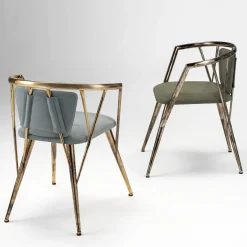Sedia Atlantis in Metallo Lucidato Oro Antico