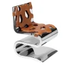 Sedia Berserker in acciaio inossidabile e pelle marrone
