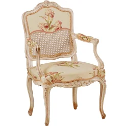 Sedia bianca floreale in stile Luigi XV #1