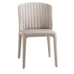 Sedia Bicolette in pelle bianca con cuciture verticali