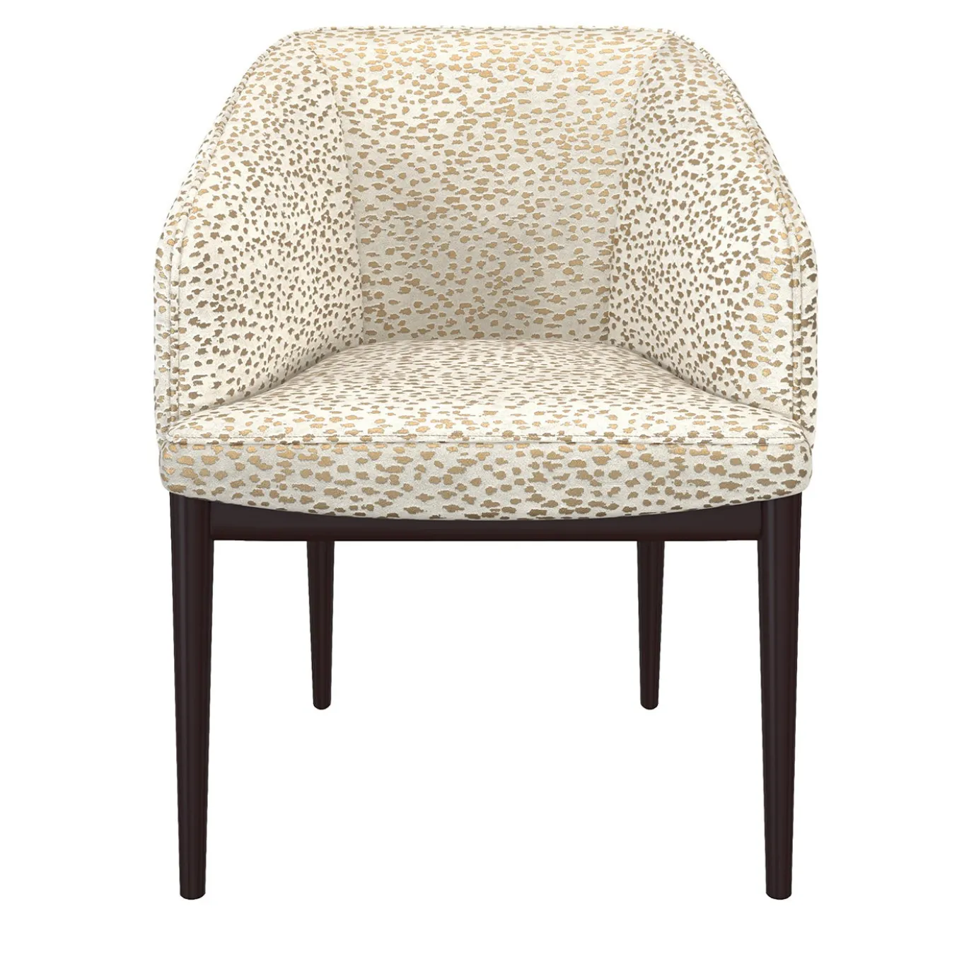 Sedia B in tessuto beige e legno wengè