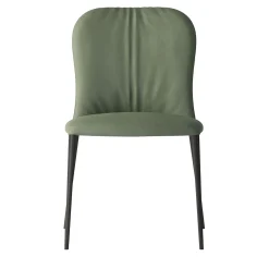Sedia Bustier in pelle salvia con struttura in metallo grigio carbone