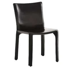 Sedia Cab 412 in Pelle Saddle Nera di Mario Bellini