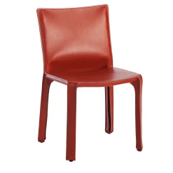 Sedia Cab 412 in Pelle Saddle Rossa di Mario Bellini