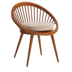 Sedia Circle Sun In Legno Di Ciliegio Con Cuscino