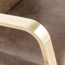 Sedia Corners in pelle marrone