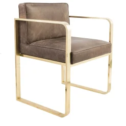 Sedia Corners in pelle marrone