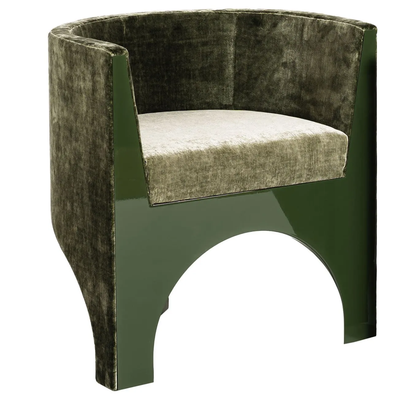 Sedia Curva in Velluto Verde "Volta" di Storagemilano