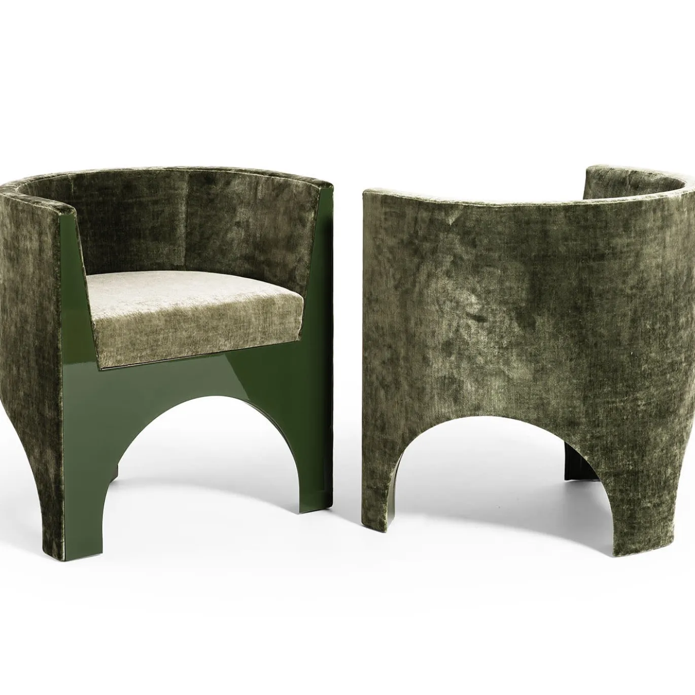 Sedia Curva in Velluto Verde "Volta" di Storagemilano