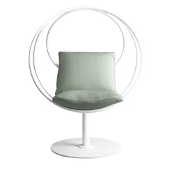 Sedia da esterno ovale Clara Egg in acciaio bianco