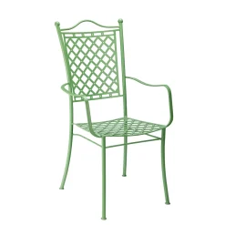 Sedia da esterno Shedir in metallo verde forgiato a mano