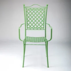 Sedia da esterno Shedir in metallo verde forgiato a mano