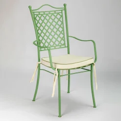 Sedia da esterno Shedir in metallo verde forgiato a mano