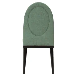 Sedia da pranzo Alma in tessuto verde con struttura in legno massello