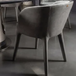 Sedia da pranzo Aura in tessuto e pelle grigia