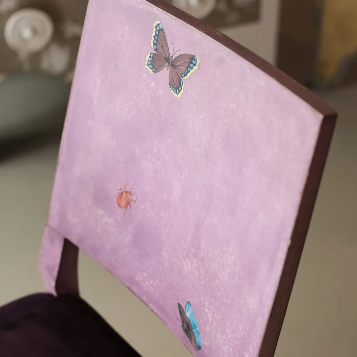 Sedia da pranzo Cremona Violet Indigo con farfalle
