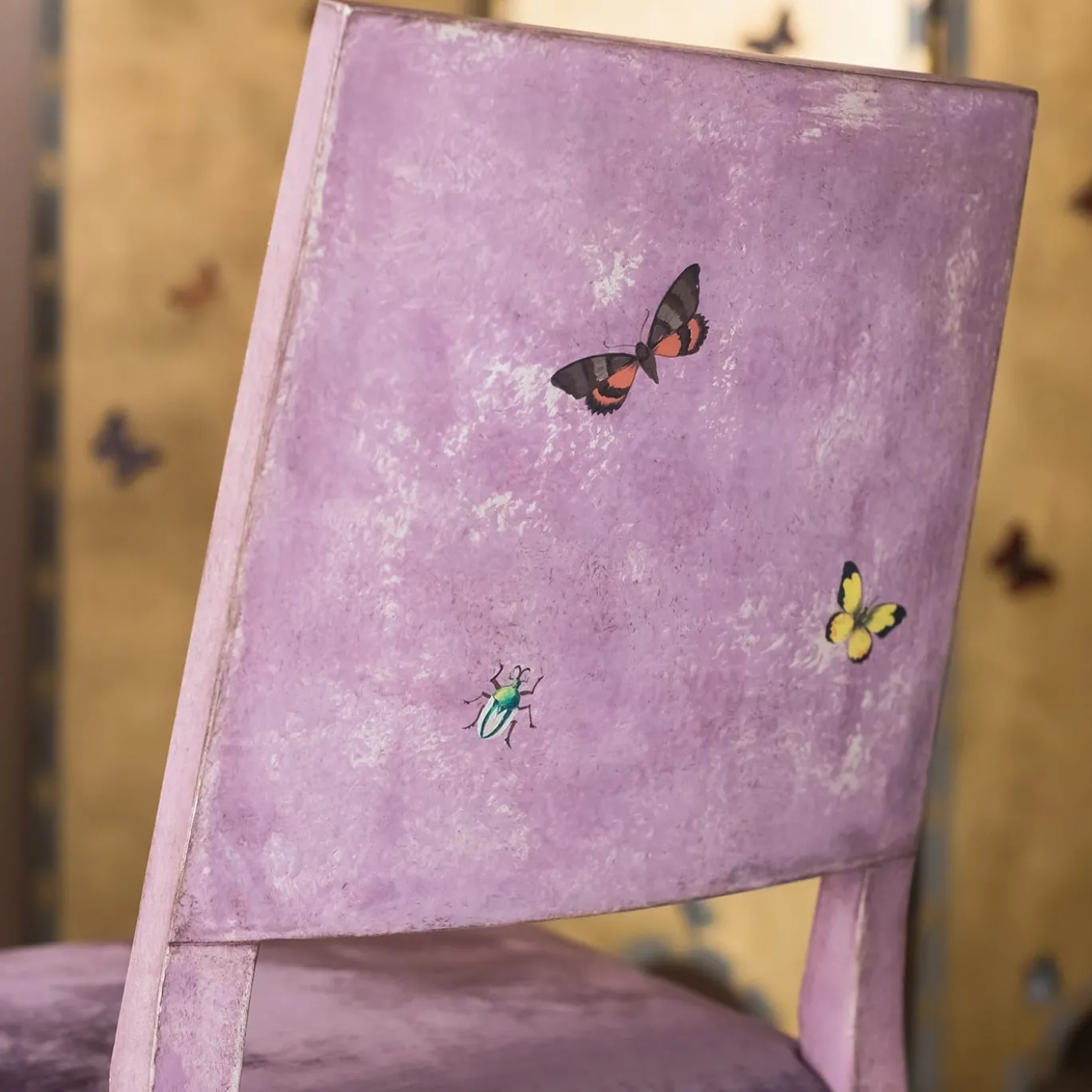 Sedia da pranzo Cremona Violet Indigo con farfalle