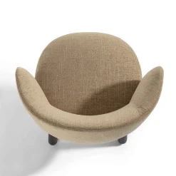 Sedia da pranzo Isabel in tessuto beige con gambe in legno di frassino nero
