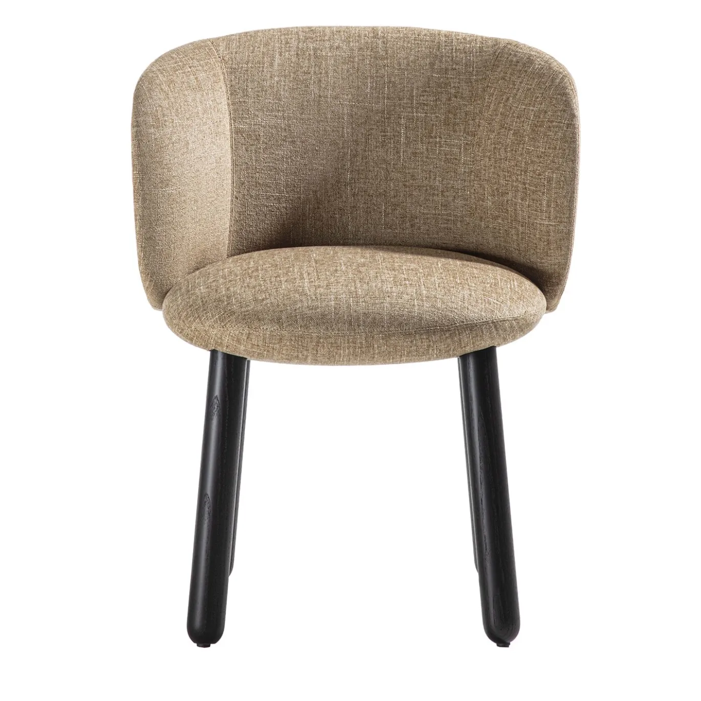 Sedia da pranzo Isabel in tessuto beige con gambe in legno di frassino nero