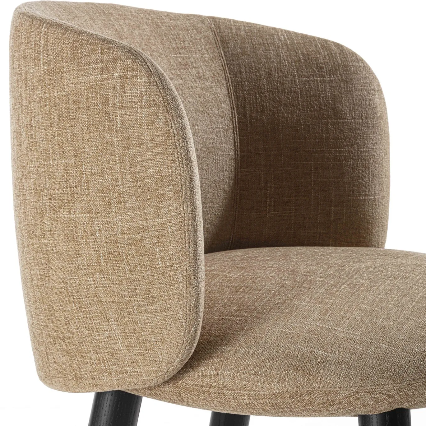 Sedia da pranzo Isabel in tessuto beige con gambe in legno di frassino nero