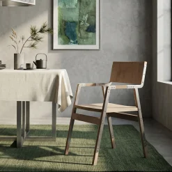 Sedia da pranzo Limbo in compensato di betulla tinto naturale e acciaio
