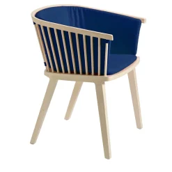 Sedia da pranzo Secreto in legno di faggio naturale Indaco Blue