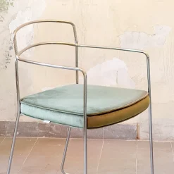 Sedia da pranzo Seidecimi con schienale rimovibile in velluto verde
