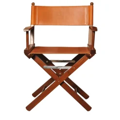 Sedia da regista in pelle cognac