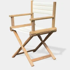 Sedia da regista outdoor Fellini in teak e imbottita bianca
