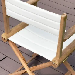 Sedia da regista outdoor Fellini in teak e imbottita bianca