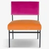 Sedia da salotto Aurea in velluto arancione e rosa