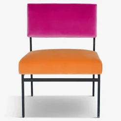 Sedia da salotto Aurea in velluto arancione e rosa