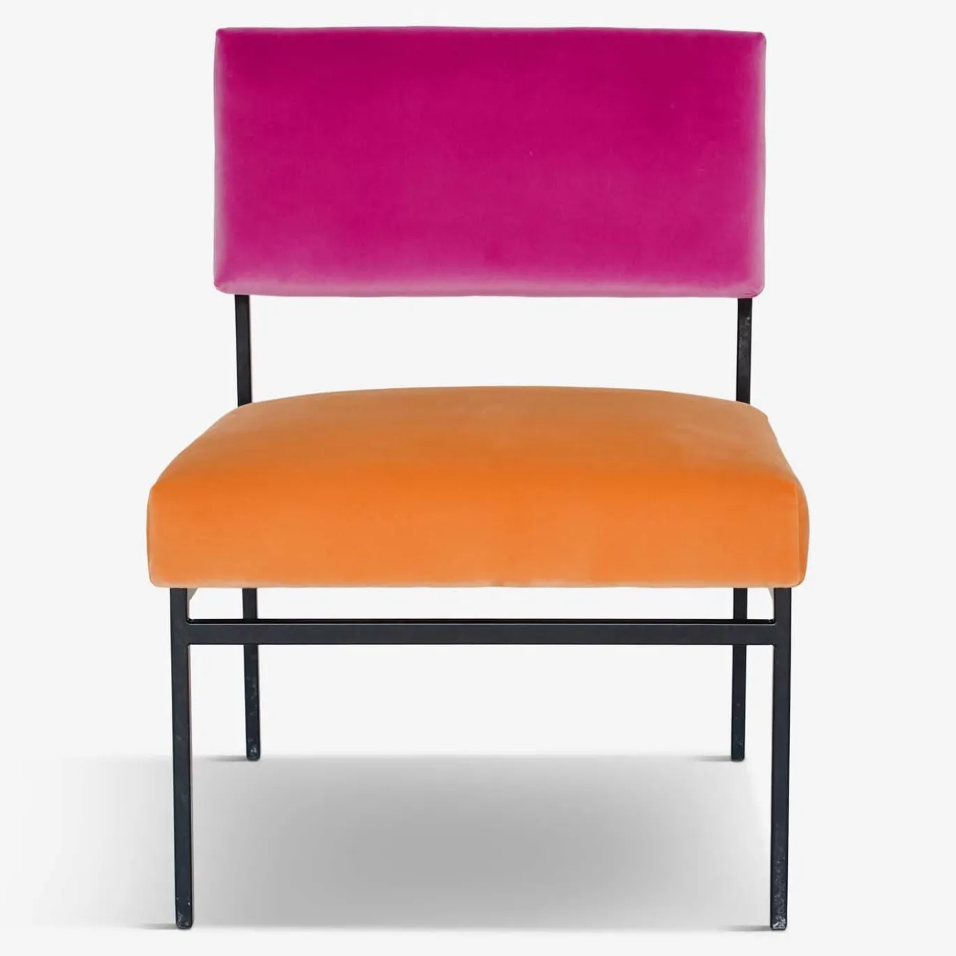 Sedia da salotto Aurea in velluto arancione e rosa