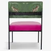 Sedia da salotto Aurea in velluto rosa e seta verde