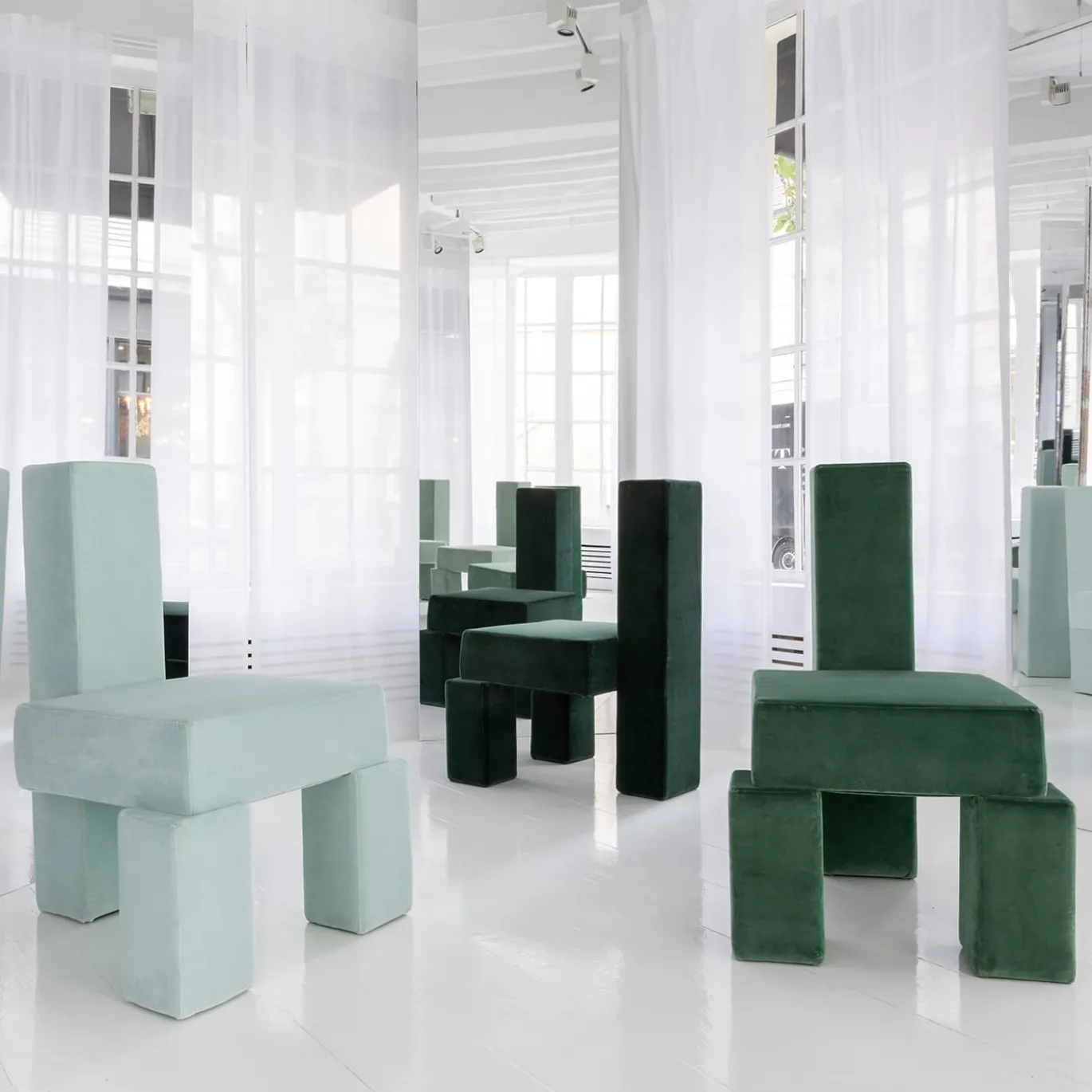 Sedia da salotto in mohair Pierre Frey verde Licitra