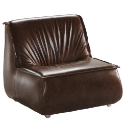 Sedia da salotto in pelle marrone Zoe