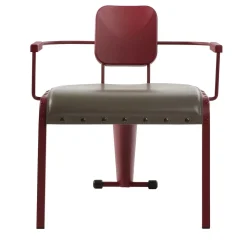 Sedia da salotto Rock Red con seduta in pelle grigia di Marc Sadler