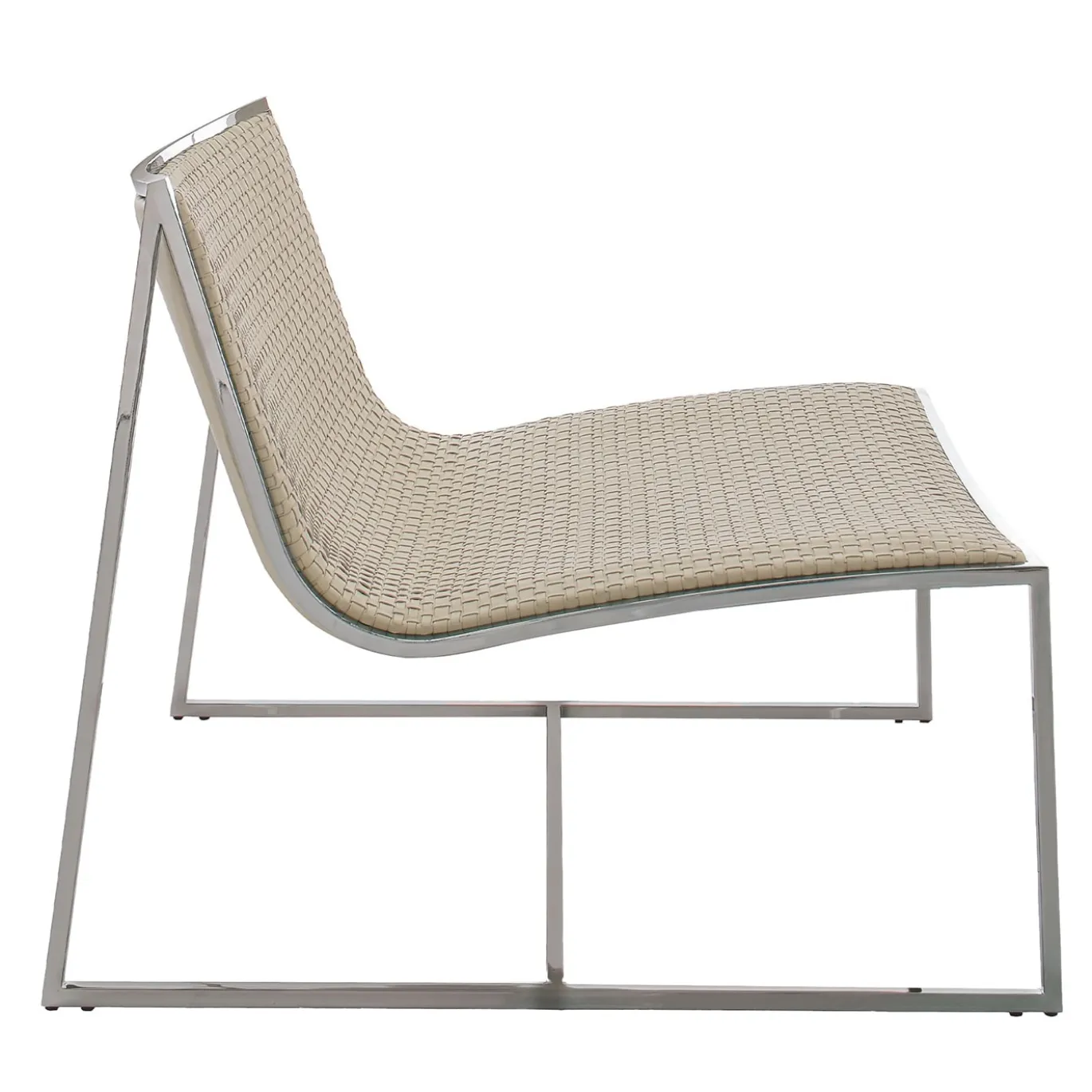 Sedia da salotto Samoa Off-White & Chrome di Giuseppe Bavuso