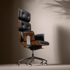 Sedia da Ufficio Girevole Armadillo/1 in Pelle Nera