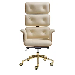 Sedia da ufficio girevole Armadillo/1 oro e beige