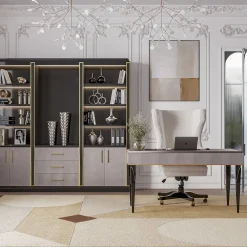 Sedia da ufficio girevole bianca con base in legno della collezione Studio Privè